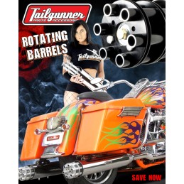 SCARICHI MARMITTE SLIP-ON TAILGUNNER GUNSHIP CROMO/SILVER HARLEY DAVIDSON FLH FLT TOURING 1995-2016