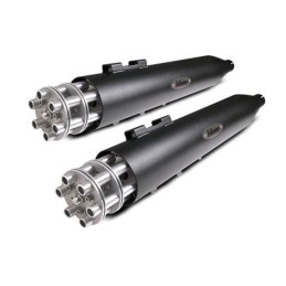 SCARICHI MARMITTE SLIP-ON TAILGUNNER GUNSHIP NERI/SILVER HARLEY DAVIDSON FLH FLT TOURING 1995-2016