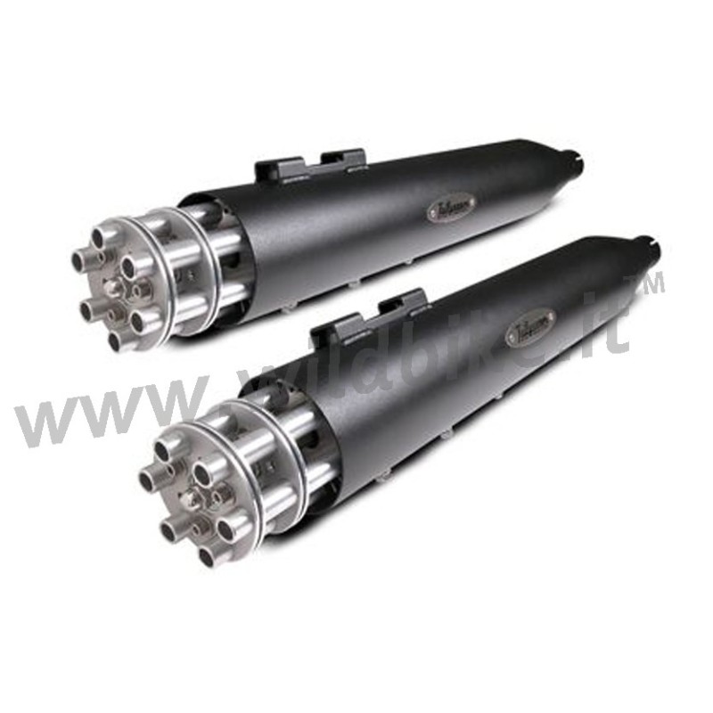 AUSPUFFANLANGEN SLIP-ON TAILGUNNER GUNSHIP SCHWARZ/SILBER HARLEY DAVIDSON FLH FLT TOURING 1995-2016