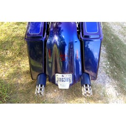 BLACK/SILVER EXHAUST MUFFLERS SLIP-ON TAILGUNNER GUNSHIP HARLEY DAVIDSON FLH FLT TOURING 1995-2016