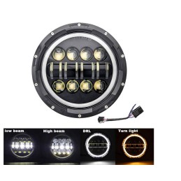 HEADLIGHT SLIM 7,5" 190 MM MULTI MULTI 10 LED ANGEL EYE EU APPROVED FOR MOTORCYCLE