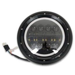 PHARE CENTRAL SLIM 7,5" 190 MM MULTI 10 LED ANGEL EYE EU APPROUVÉ MOTORCYCLE