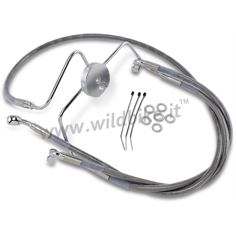 TUBI FRENI ANTERIORI AERONAUTICI IN ACCIAIO ESTESO + 10" PER HARLEY DAVIDSON FLHR ROAD KING 94-06