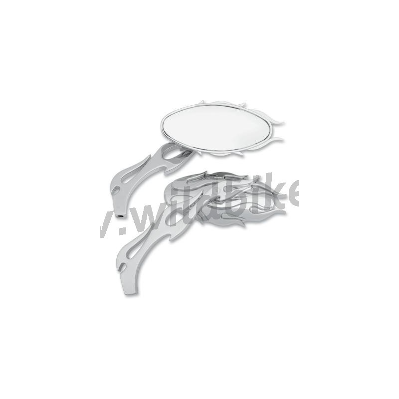 SPECCHIETTI FLAME OVALI CROMATI MOTO CUSTOM E HARLEY DAVIDSON