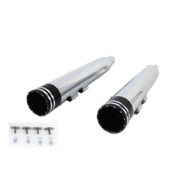 EXHAUSTS MUFFLER  SLIP-ON 4" TWO RING CHROME/BLACK HARLEY DAVIDSON FLH/FLT TOURING 17-24