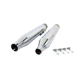 EXHAUSTS MUFFLER  SLIP-ON 4" TWO RING CHROME/BLACK HARLEY DAVIDSON FLH/FLT TOURING 17-24