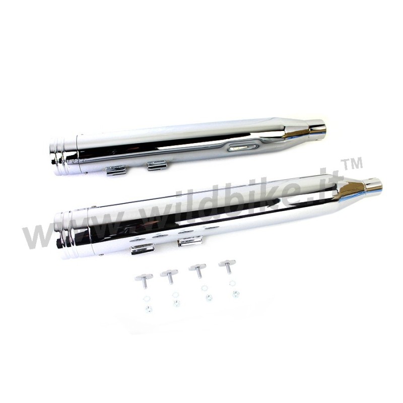 EXHAUSTS MUFFLER  SLIP-ON 4" TWO RING CHROME HARLEY DAVIDSON FLH/FLT TOURING 17-24