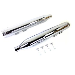 EXHAUSTS MUFFLER  SLIP-ON 4" TWO RING CHROME HARLEY DAVIDSON FLH/FLT TOURING 17-24