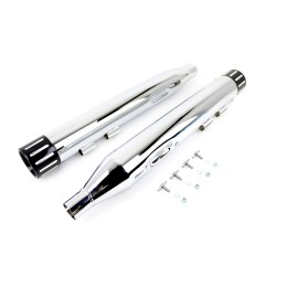 POTS D'ECHAPPEMENTS SLIP-ON 4" REVOLVER CHROME/NOIR HARLEY DAVIDSON FLH/FLT TOURING 17-24