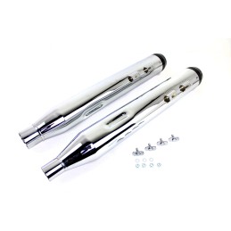 POTS D'ECHAPPEMENTS SLIP-ON 4" TAPERED CHROME/NOIR HARLEY DAVIDSON FLH/FLT TOURING 17-24