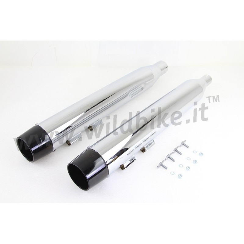 EXHAUSTS MUFFLER SLIP-ON 4" CONICAL CHROME/BLACK HARLEY DAVIDSON FLH/FLT TOURING 17-24