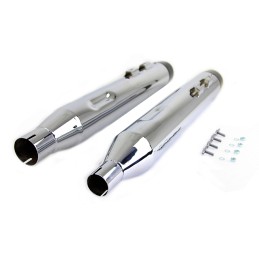 EXHAUSTS MUFFLER SLIP-ON 4" CONICAL CHROME/BLACK HARLEY DAVIDSON FLH/FLT TOURING 17-24
