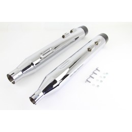POTS D'ECHAPPEMENTS SLIP-ON 4" CONICAL CHROME/NOIR HARLEY DAVIDSON FLH/FLT TOURING 17-24