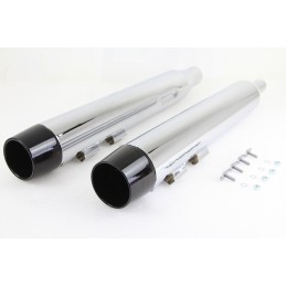 POTS D'ECHAPPEMENTS SLIP-ON 4" CONICAL CHROME/NOIR HARLEY DAVIDSON FLH/FLT TOURING 17-24