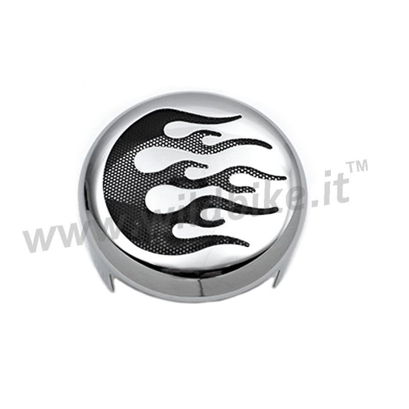 HORN COVER FLAME CHROME FOR HARLEY DAVIDSON TWIN CAM 99-17