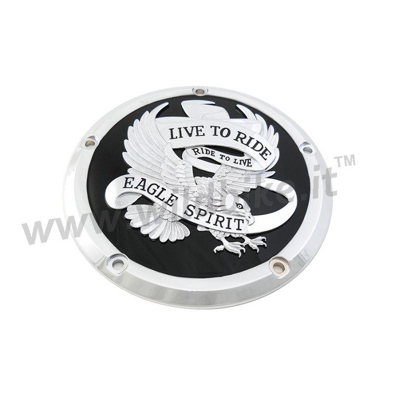 COUVERCLE EMBRAYAGE LIVE TO RIDE 3D CHROME/NOIR POUR HARLEY DAVIDSON FLT/FLHT TOURING 16-22