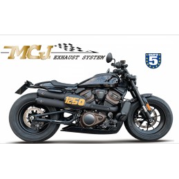BLACK EXHAUSTS MUFFLERS MCJ 2IN2 EU APPROVED HARLEY DAVIDSON RH 1250 S ABS SPORTSTER 21-23
