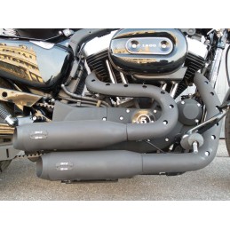 SYSTÈME D'ÉCHAPPEMENTS MCJ 2EN2 BIG SHORT 90 NOIR APPROUVÉ EU HARLEY DAVIDSON XL SPORTSTER 14-21