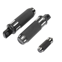 KIT COMPLET REPOSE-PIEDS PILOTES ET CHANGEMENT CUT-OUT NOIRS POUR HARLEY DAVIDSON