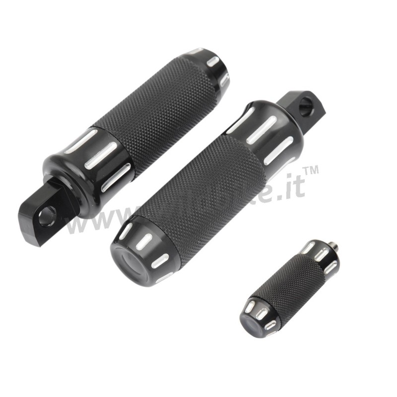 KIT COMPLET REPOSE-PIEDS PILOTES ET CHANGEMENT CUT-OUT NOIRS POUR HARLEY DAVIDSON