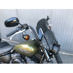 WINDSHIELD FAIRING BLACK LEATHER MCJ FOR HARLEY DAVIDSON FXBB STREET BOB 18-22