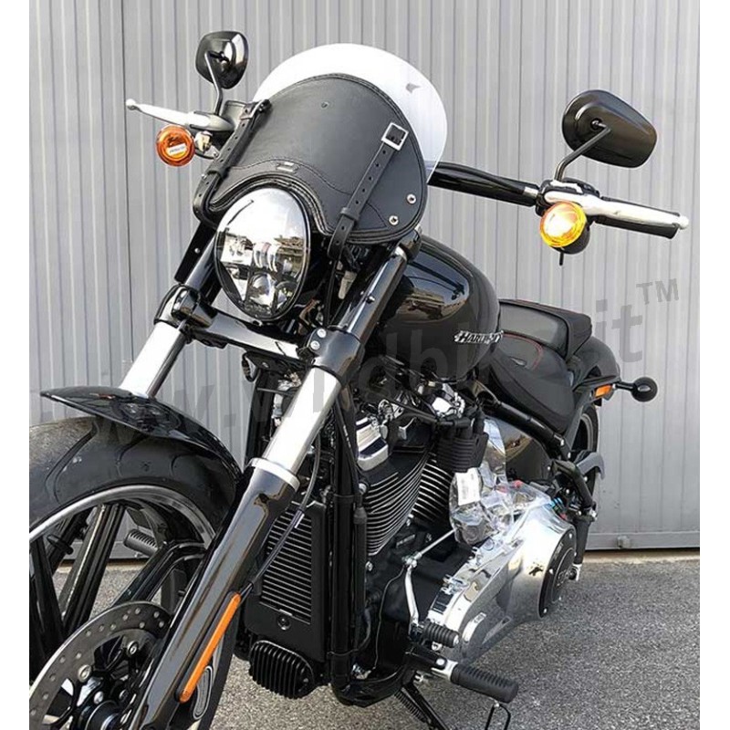 WINDSCHUTZSCHEIBE SCHWARZES LEDER MCJ FÜR HARLEY DAVIDSON FXBR SOFTAIL BREAKOUT 18-22