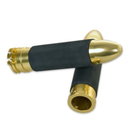 POIGNÉES ALUMINIUM BULLET GOLD POUR HARLEY DAVIDSON MOTORCYCLES 80-21