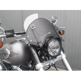 WINDSHIELD FAIRING BLACK LEATHER MCJ FOR HARLEY DAVIDSON FXD DYNA 06-17