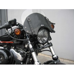 PARABREZZA CUPOLINO NERO IN PELLE MCJ PER HARLEY DAVIDSON XL SPORTSTER 96-21