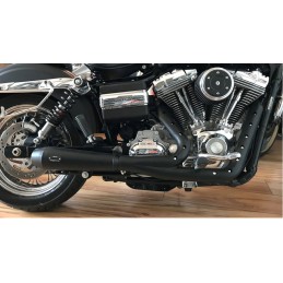 BLACK EXHAUSTS MCJ 2IN1 MEGAPHONE RACE EU APPROVED HARLEY DAVIDSON FXD DYNA 06-17