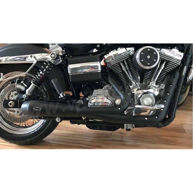 SYSTÈME D'ÉCHAPPEMENT MCJ 2IN1 MEGAPHONE RACE NOIR APPROUVÉ EU HARLEY DAVIDSON FXD DYNA 06-17