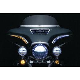 INSERTS DÉCORATIFS SÉQUENTIELS LED CHROME PARE-BRISE HARLEY DAVIDSON FLH TOURING 14-22