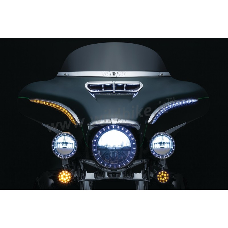INSERTI DECORATIVI CROMATI LED SEQUENZIALI PARABREZZA HARLEY DAVIDSON FLH TOURING 14-22