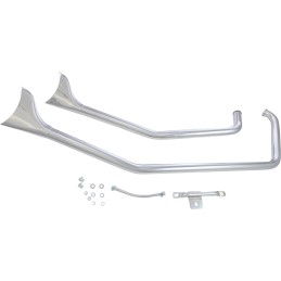 EXHAUSTS SYSTEM FISHTAIL 2 INTO 2 CHROME HARLEY DAVIDSON FXST FLST SOFTAIL 86-99