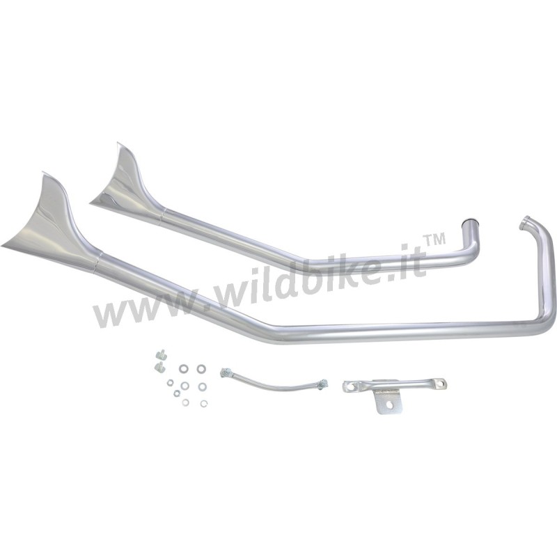 SYSTEME POT D'ÉCHAPPEMENTS FISHTAIL 2 EN 2 CHROME HARLEY DAVIDSON FXST FLST SOFTAIL 86-99