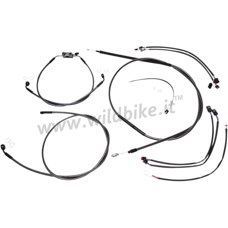 KITS CABLE/LIGNE PROLONGÉ COMPLETS GUIDON APE HANGER 12"/14" BP HARLEY DAVIDSON SOFTAIL M-EIGHT 18-23
