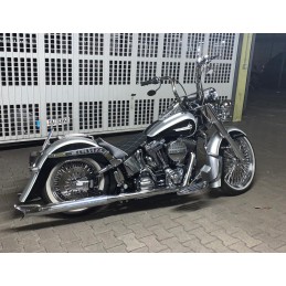 SYSTÈME D'ÉCHAPPEMENT MCJ 2IN2 ROYAL DROITE/GAUCHE CHROME HARLEY DAVIDSON FXST FLST SOFTAIL 07-17