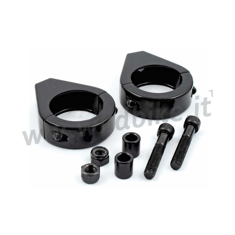 Klammer SMOOTH Gabel 39 MM. SCHWARZ BLINKER für Motorrad CUSTOM UND HARLEY DAVIDSON