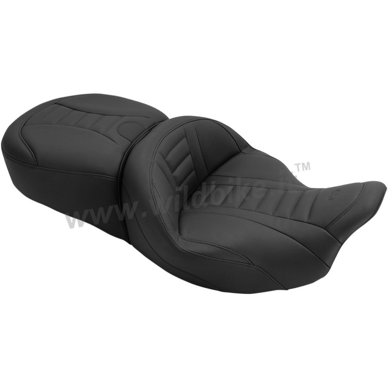 SITZBANK LEDER MUSTANG TOURING DELUXE™ SCHWARZ HARLEY DAVIDSON FLH FLT TOURING 09-23