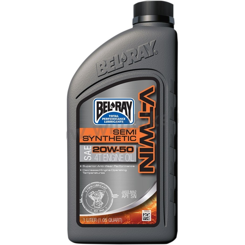 MOTOR OIL BEL RAY 4 STROKES V-TWIN SEMI-SINTHETIC 20W50 1 LT. HARLEY DAVIDSON AND CUSTOM MOTORCYCLE