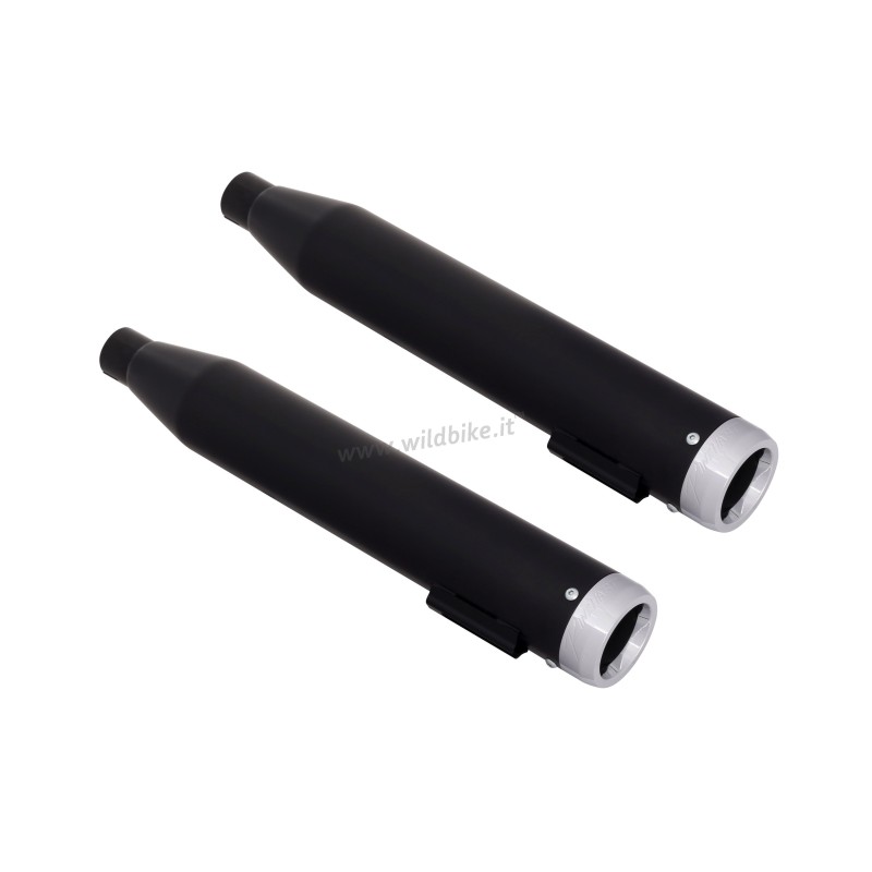 EXHAUST MUFFLERS RINEHART 3" DUALS SLIP-ON BLACK/CHROME HARLEY DAVIDSON FLS/FLST SOFTAIL 07-17