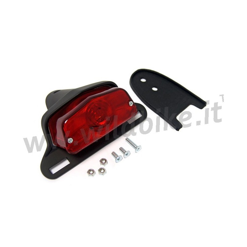 BLACK UNIVERSAL TAILLIGHT LUCAS STYLE WITH LICENSE PLATE BRACKET MOTORCYCLE