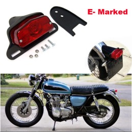 BLACK UNIVERSAL TAILLIGHT LUCAS STYLE WITH LICENSE PLATE BRACKET MOTORCYCLE