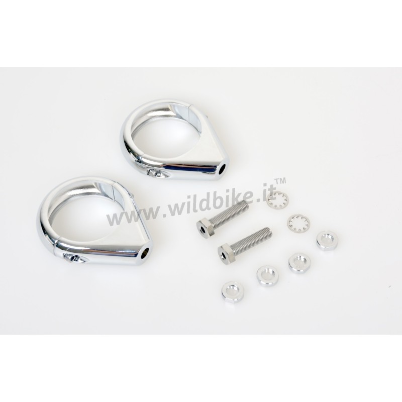 Pinces LISSE à fourches 49 MM. POUR CLIGNOTANTS MOTO CUSTOM ET HARLEY DAVIDSON