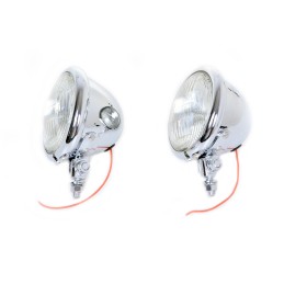 PHARES AUXILIAIRES KIT SEALED BEAM CHROME 4 1/2" 110 MM MOTO CUSTOM ET HARLEY DAVIDSON