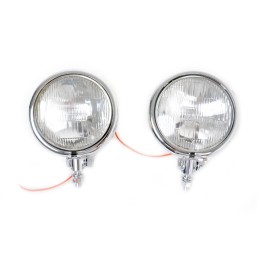 PHARES AUXILIAIRES KIT SEALED BEAM CHROME 4 1/2" 110 MM MOTO CUSTOM ET HARLEY DAVIDSON