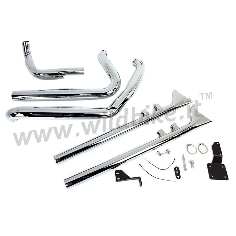 AUSPUFF VOLLSTÄNDIGE SYSTEM WYATT FISHTAIL 33" CHROM HARLEY DAVIDSON FLH FLT TOURING 10-16
