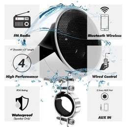 STEREO AUDIO SYSTEM BLUETOOTH® 2CH 100W 4" DELUXE FOR MOTORCYCLE AND HARLEY DAVIDSON