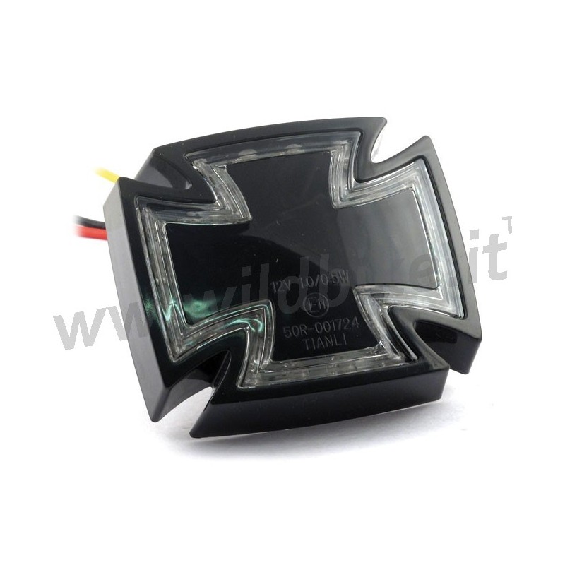 FANALE POSTERIORE NERO A CROCE MALTESE GOTICA MOTO E HARLEY DAVIDSON
