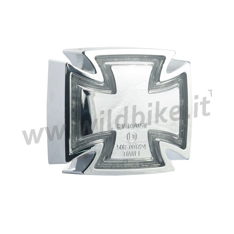 CHROME TAILLIGHT GOTHIC MALTESE CROSS MOTORCYCLE AND HARLEY DAVIDSON